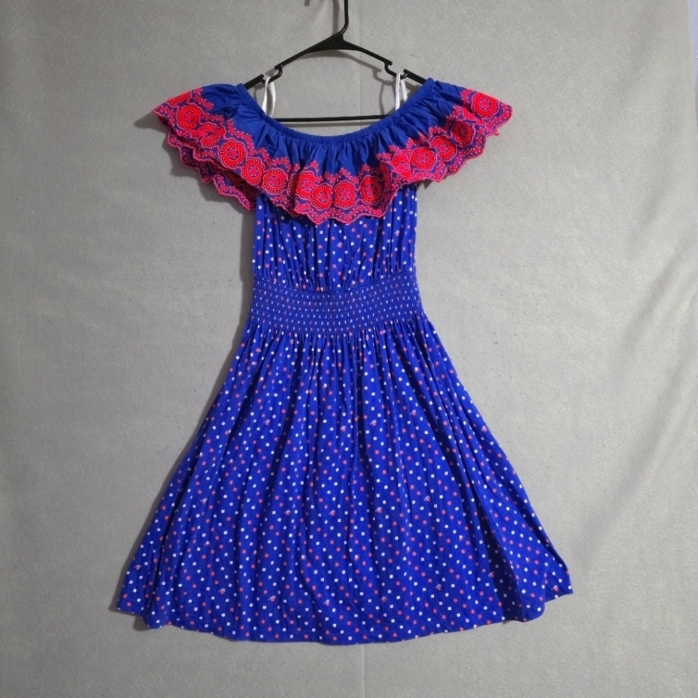 Lilly Pulitzer Borealis Blue Kalama Off The Shoulder Dress 010340 Size Small